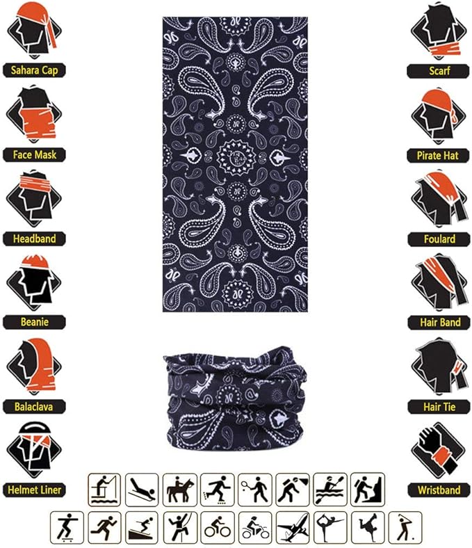 Headband Neck Gaiter Head Wrap Headwear Face Mask Magic Scarf Bandana for Men and Women