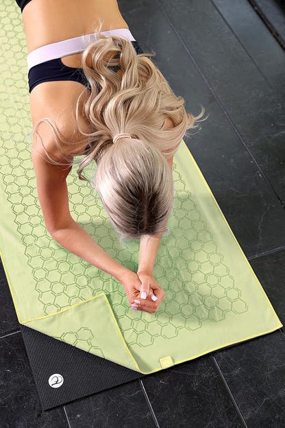 Eunzel Yoga Towel for Hot Yoga,Non-Slip Double Sided Silicone Grip Towel Absorbent Microfiber Towel for Hot Yoga, Vinyasa and Power 26.5"x72", Olive