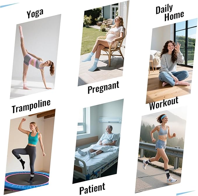 5 Pairs Pilates Socks with Grips for Women - Grip Yoga Socks for Women Non Slip Grippy Sock for Pure Barre, Dance, Barefoot, Workout, Hospital Sticky Slipper Socks-Pink/White/Black/Gray/Blue