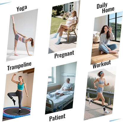 5 Pairs Pilates Socks with Grips for Women - Grip Yoga Socks for Women Non Slip Grippy Sock for Pure Barre, Dance, Barefoot, Workout, Hospital Sticky Slipper Socks-Pink/White/Black/Gray/Blue