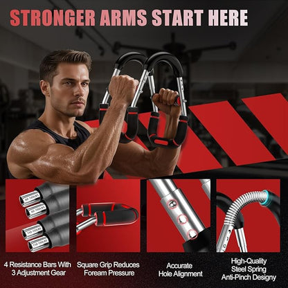 2025 Pro Twister Arm Trainer, Adjustable Power Twister Bar, Chest Shoulder Arm Workout Equipment, Portable Detachable Upper Body Fitness Machine for Home & Gym