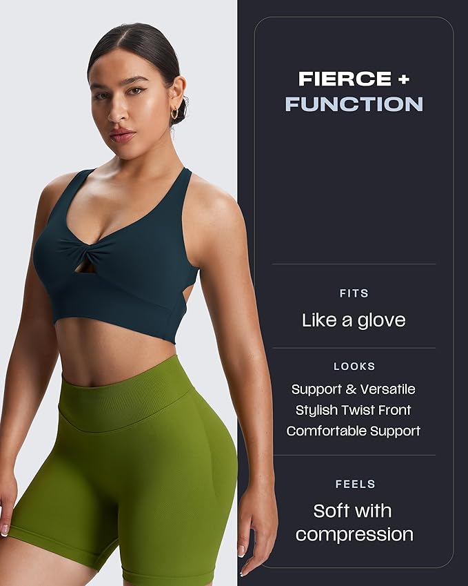 Aoxjox Women's Workout Sports Bras Twist Front Fitness Training Gym Bra Yoga Crop Lola Tank