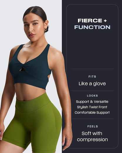 Aoxjox Women's Workout Sports Bras Twist Front Fitness Training Gym Bra Yoga Crop Lola Tank