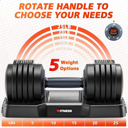 Adjustable Dumbbells Set of 2, 1 Hand Adjustable Weights Dumbbells Set, 5 in 1/10 in 1 Free Dumbbell with Anti-Slip Texture Handle, 25/55/80lb Pair Weight Set For Home Gym Suit both Men and Women