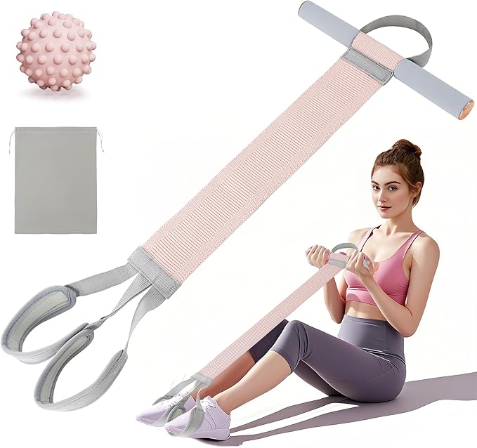 Fabric Resistance Band with Handles, 120LB Fitness Resistance Bands for Women, Beginner-Friendly Yoga Training Equipment, Full-Body Exercise Band for Chest, Glutes, Legs & Core Muscles