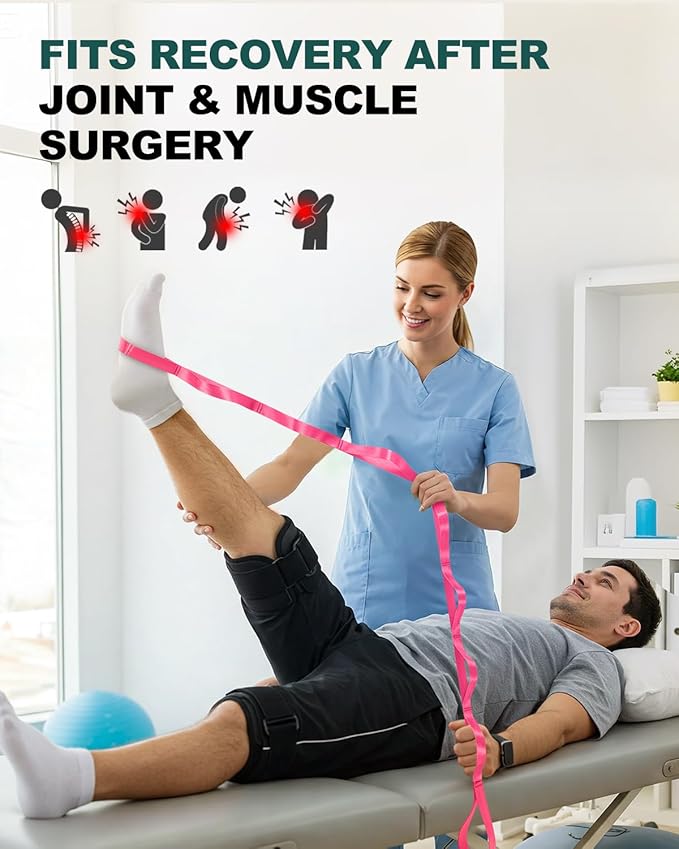 Trideer Stretching Strap Yoga Strap Physical Therapy for Home Workout, Exercise, Pilates and Gymnastics, 10 Loops Non-Elastic Stretch Bands with Aesthetic Packaging for Women & Men