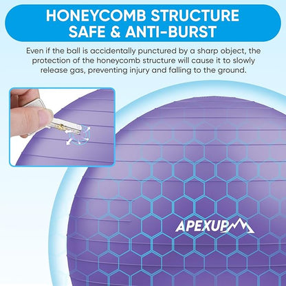 APEXUP Yoga Ball Exercise Ball Anti Slip Heavy Duty for Fitness, Balance & Core Workout
