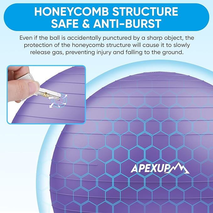 APEXUP Yoga Ball Exercise Ball Anti Slip Heavy Duty for Fitness, Balance & Core Workout