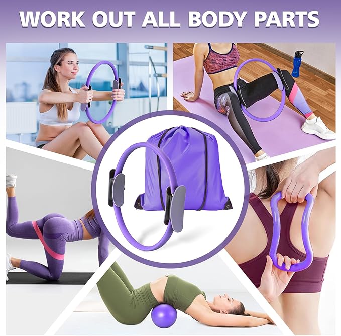 Ideal Swan Pilates Ring Essentials Kit for Women, Home Workout Equipment Set with 9.8” Ball, Resistance Bands, Accessories, Pilates Set for Legs Arms and Thighs（13 PCS）