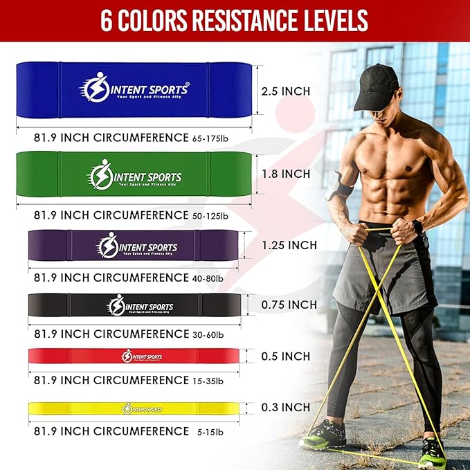 INTENT SPORTS Pull Up Assist Bands – Assistance and Resistance Bands for Pull-Up, Fitness, Body Stretching, Mobility Work, Weightlifting, Heavy Duty - Single/Set – Exercise Videos - eBook!