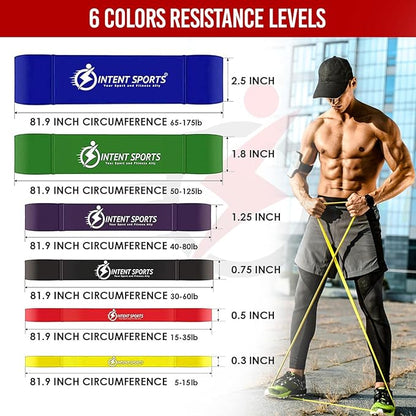 INTENT SPORTS Pull Up Assist Bands – Assistance and Resistance Bands for Pull-Up, Fitness, Body Stretching, Mobility Work, Weightlifting, Heavy Duty - Single/Set – Exercise Videos - eBook!