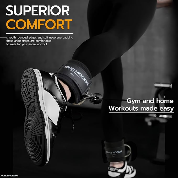 Comfortable Adjustable Ankle Straps for Cable Machines Women, Gym Workout Leg Strap, Glute Cuff, Ankle Cuffs for Glute Workouts, Foot Straps for Kickback, One Size Fit All
