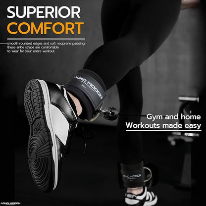 Comfortable Adjustable Ankle Straps for Cable Machines Women, Gym Workout Leg Strap, Glute Cuff, Ankle Cuffs for Glute Workouts, Foot Straps for Kickback, One Size Fit All