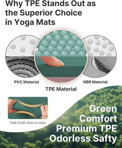 YOTTOY Yoga Mat, 72"x 32"x1/3" Extra Wide Non-Slip Exercise Fitness Yoga Mats,Eco-Friendly TPE Exercise Mats for Women Men Home Workout with Strap Bag