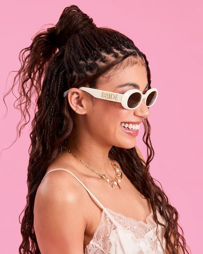 xo, Fetti White + Gold Bride Sunglasses | Bachelorette Party Sunnies, Engagement Decorations, Bridal Shower Accessory, Bach Supplies, Bridesmaid Favors, Bride To Be Gift