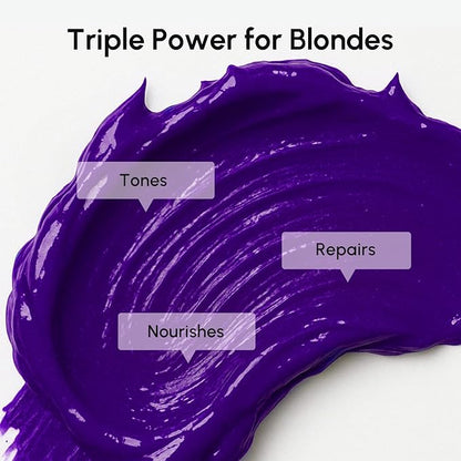 MAREE Purple Hair Mask – Toner for Blonde Hair – Purple Conditioner for Orange Brassy Bleached Highlighted – Grey, Silver, Ash Color Treated – Keratin Hair Care & Biotin – Matizador Para Cabello Rubio