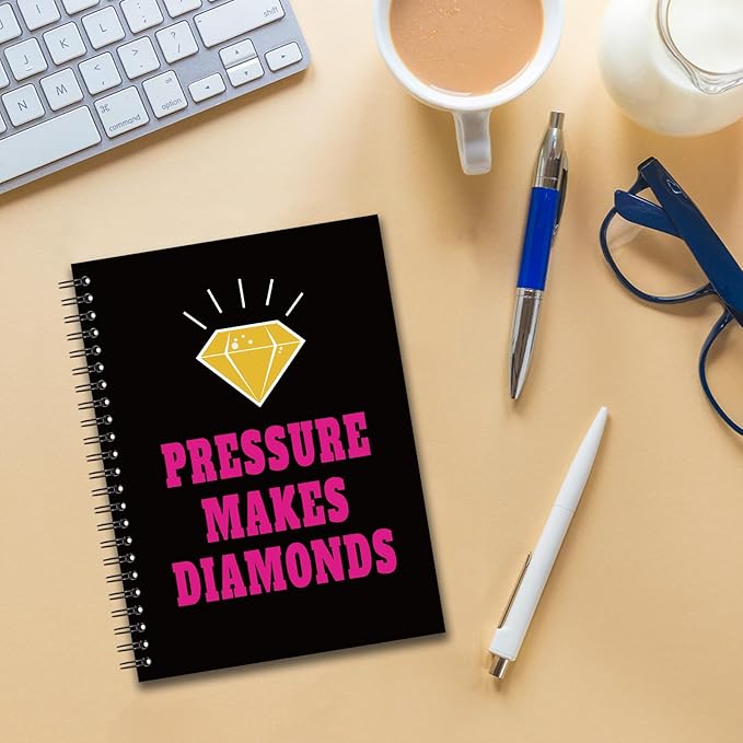 YAZMEEN Inspirational Blank Spiral Notebook（160 Pages） Pressure Makes Diamonds Hardcover Sketchbook Encouragement Notebook Journal Funny Birthday Gifts for Strong Teen Student Colleague Boss Friend