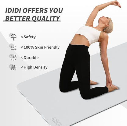 Yoga Mat with Strap,Non-Skid Workout Mat,8mm Thick Yoga Mat,POE Yoga Mats for Women Men Kids,Exercise Mat with Easy-Cinch,72"x24"x0.32” (183x61x0.8cm) (Gray+Black)