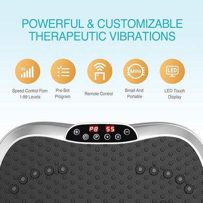 AXV Vibration Plate Exercise Machine Whole Body Workout Portable Mini Vibrate Fitness Platform Lymphatic Drainage Machine for Weight Loss Shaping Toning Wellness Home Gyms Workout (Mini)