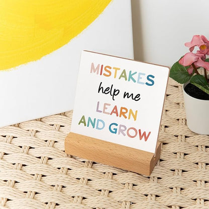 Mental Health Gift, Counseling Office Must Haves, Positive Inspirational Wood Sign With Wooden Stand, Motivational Gift for Psychologist School Counselor Student Boys Girls Best Friends