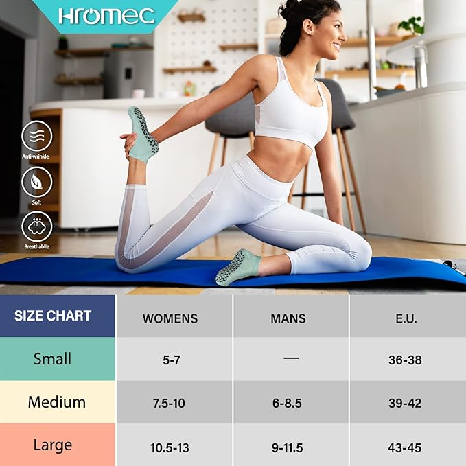 Non Slip Yoga Socks with Grips for Pilates, Ballet, Barre, Barefoot, Hospital Anti Skid Socks for Women and Men