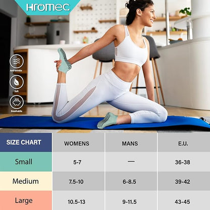 Non Slip Yoga Socks with Grips for Pilates, Ballet, Barre, Barefoot, Hospital Anti Skid Socks for Women and Men