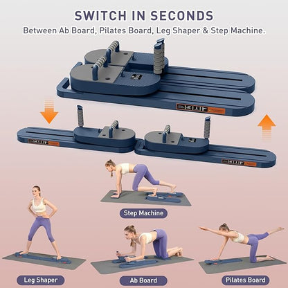 2025 Upgrated Pilates Board, Portable Pilates Reformer with Two Groups Resistance Band and Counter, Multi-Function Abdominal Pilates Board for Home, Suitable for Full-Body Workouts