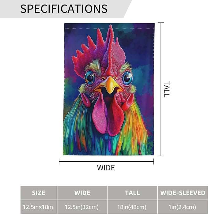 Rooster Garden Flag 12x18 In Double Sided Yard Flags Lawn Sign Decor No Flagstand