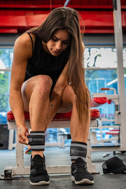 Iron Bull Strength Ankle Straps for Cable Machines (Pair) - Double D-Ring Attachment, Fully Adjustable, Breathable Comfort Neoprene - for Legs, Glutes, Abs and HIPS Workouts - Fits Women & Men