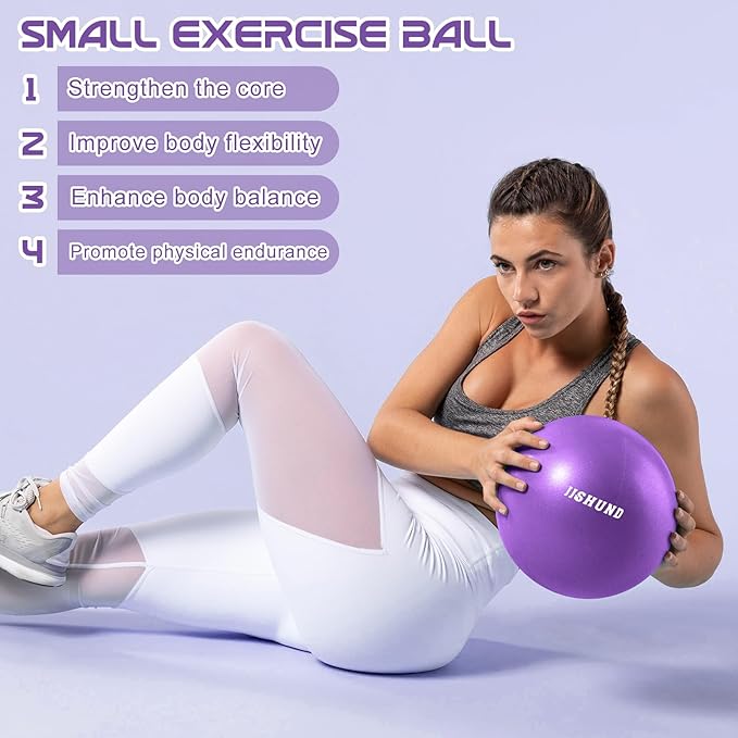 Pilates Ball, 9 Inch Small Exercise Mini Soft Workout Yoga Ball with Exercise Guide, for Home Gym Yoga, Pilates, Core Training, Workout, Balance, Stability