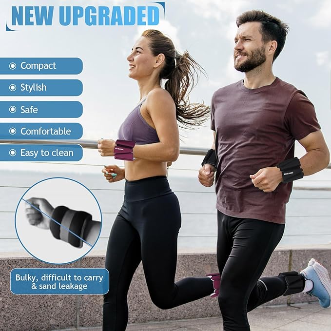 Ankle Weights Set of 2 (1 lb/2 lb/3 lb Each) Adjustable Wrist Weights for Women Men Wearable Arm Leg Weight for Pilates, Running, Walking, Workout, Yoga