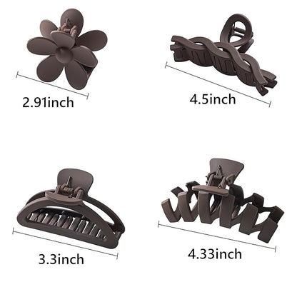 8PCS Hair Clips for Women, Flower Claw Clips for Thick Hair, Non-Slip Hair Accessories with Multi-Styles, Neutral Colors Hair Claw Clips and Variety Pack, Ideal for Girls