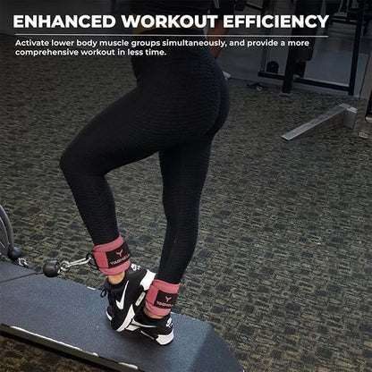 Ankle Straps for Cable Machines Women - Adjustable Gym Ankle Strap for Cable Machine, Neoprene Padded Cable Straps, Durable Leg Strap with Cable Cuff, Glute Kickback Ankle Strap with D Rings