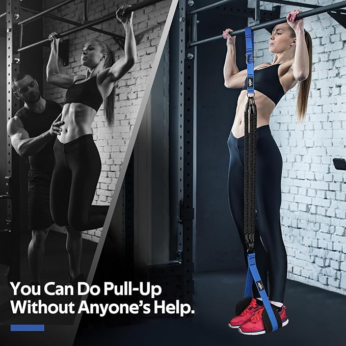 Pull Up Assistance Bands Set, Heavy Duty Adjustable Pull Up Assist Band with Feet Rest, Strength Training Bands for Home Gym Fitness, Pull-Up Bar, Calisthenics and Body Stretching
