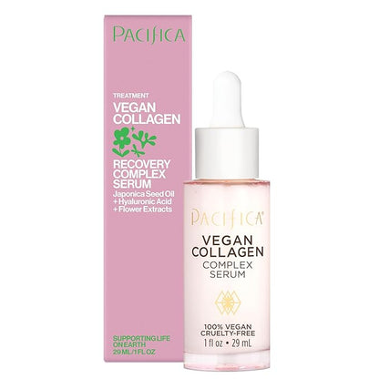 Pacifica Vegan Collagen Complex Face Serum Anti Aging Hydrating Serum w/Hyaluronic Acid for Plumping & Firming Collagen Boosting Facial Serum for Fine Lines & Wrinkles Clean Dermatologist Tested