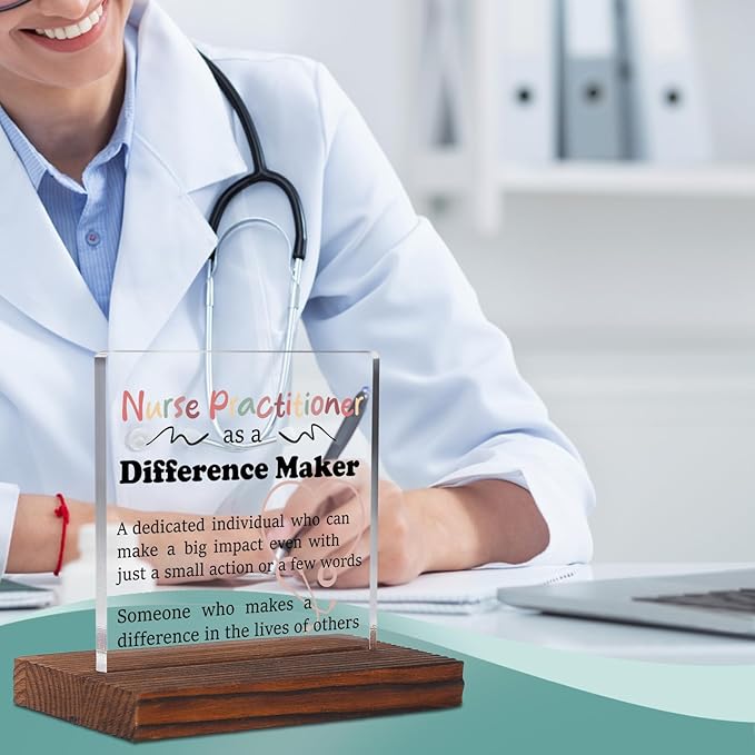 Appreciation Gifts for Nurse Practitioner Clear Desk Decor Sign, Thank You Gifts for Nursing Students Graduation, Difference Marker Nurses Week NP Recognition Office Desk Sign Plaque TZD35