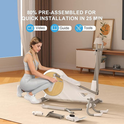 Elliptical Exercise Machine for Home,3-in-1Compact Training Machines with 16 Resistance Levels,14LB Flywheel,Low Impact Magnetic Cross Trainer,Quiet Portable Elliptical for Seniors&Small Spaces