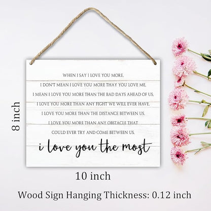 I Love You Gift For Wife Husband Girlfriend Boyfriend Valentine's Day Gift for Daughter Son Hanging Plaque With Rope, Home Wall Shelf Decor Wood Sign for Study Dining Room Bedroom Kitchen -31