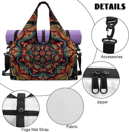Yoga Mat Bag for Women Men Large Carryall Tote with Adjustable Shoulder Strap for Gym Yoga Travel Pilates Office