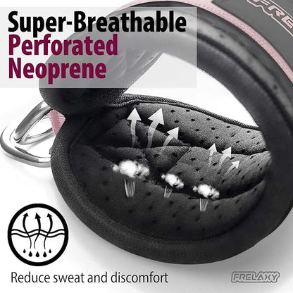 Frelaxy Ankle Straps for Cable Machine – Comfortable & Durable Leg Straps for Kickbacks, Glute Workouts, and Lower Body Exercises – Perforated Neoprene Padding & Tapered Fit