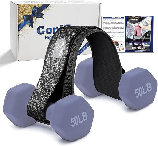 Hip Thrust Belt - Adjustable Fitness Belt for Dumbbells, Kettlebells, Weight Plates - Support Up to 100 lbs - Upgrade Slip-Resistant Pad for Safe and Comfortable Glute Workouts at Home or Gym