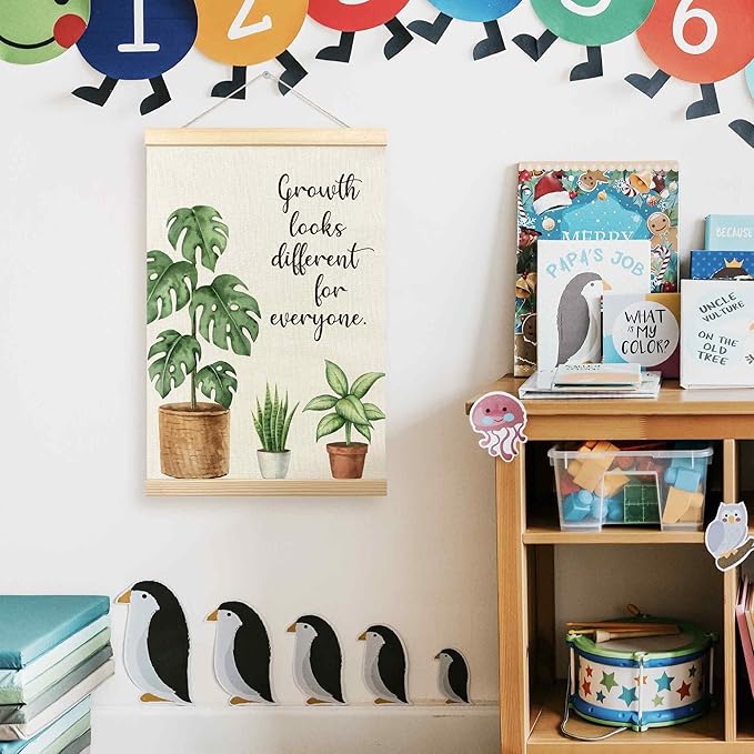 TLESKE Mental Health Poster Hanger Frame for Therapy Counseling Office, Motivational Inspirational Wall Art Decor for Classroom Nursery, Growth Looks Different for Everyone Poster Print, 16x24
