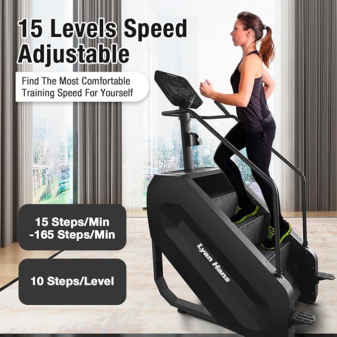 Stair Stepper with LED Screen, Commercial Grade Stepper Machine, Stepmill for Exercise at Home, Stair Climber for Cardio and Lower Body Workouts, 15 Speed Levels, 660LBS Capacity, 15-165 Steps/Minute