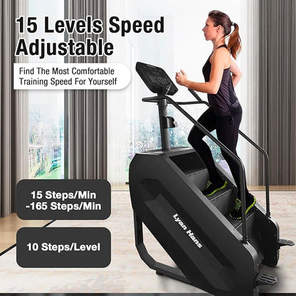 Stair Stepper with LED Screen, Commercial Grade Stepper Machine, Stepmill for Exercise at Home, Stair Climber for Cardio and Lower Body Workouts, 15 Speed Levels, 660LBS Capacity, 15-165 Steps/Minute