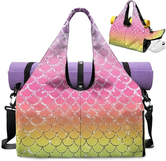 Yoga Mat Bag for Women Men Large Carryall Tote with Adjustable Shoulder Strap for Gym Yoga Travel Pilates Office