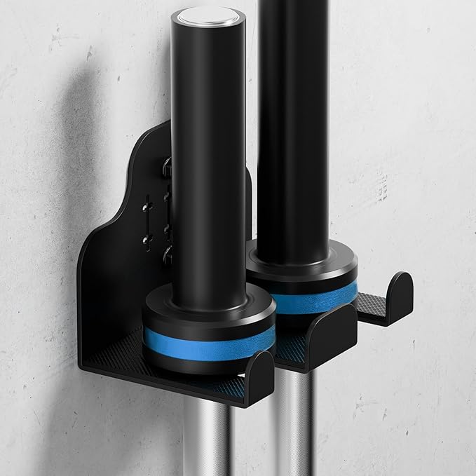 Barbell Wall Holder,Olympic Hanger,Garage Gym Bar Wall Rack,Vertical Barbell Mount Rack,Space Saving Commercial or Home Gym Accessory,Holds Under 33mm Bar Size(Black)