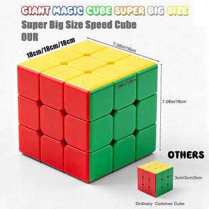 Giant Magic Cube, 18CM Big 3x3 Speed Cube Color-Matching 3D Sensory Puzzle Box Super Large Birthday Christmas Stocking Stuffers Gift for Kids Adults Fidget Toy Brain Teasers Cubing Classroom Speed Toy