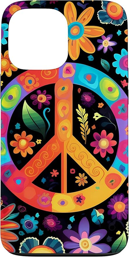 iPhone 13 Pro Max Peace Sign Hippie Floral Case