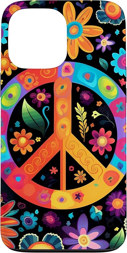 iPhone 13 Pro Max Peace Sign Hippie Floral Case