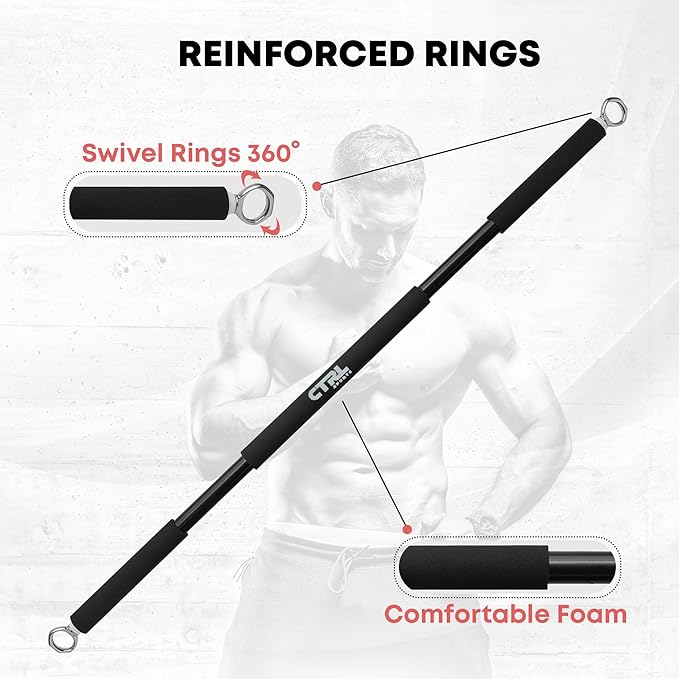 Resistance Band Bar for Fitness - Workout for Exercise, Squat, Biceps, Triceps, Shoulders, Back - Adjustable 3 Parts for Resistance Bands - Durable Portable Steel Pilates Bar